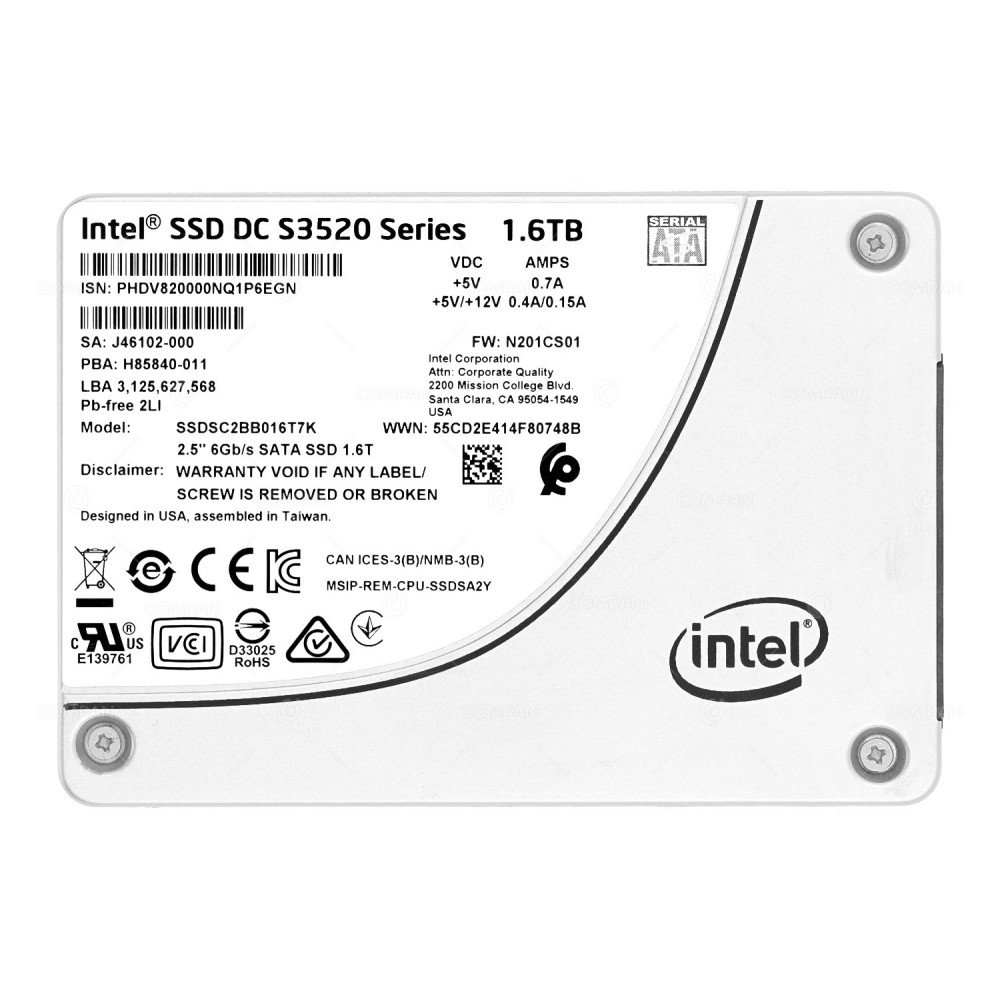 SSDSC2BB016T7K  INTEL DC S3520 1.6TB 6G SATA 2.5 SFF SSD